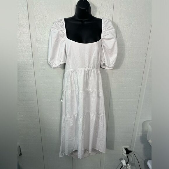 Bardot Dresses & Skirts - Bardot White High Low Puff Sleeve Dress Size 8 NWT